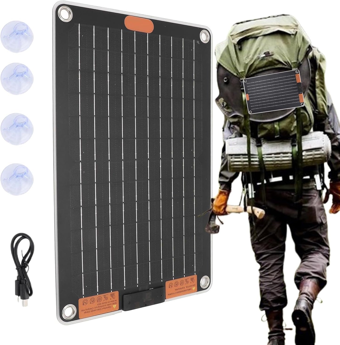 Portable Solar Charger - Power Hubs | USB-C Solar Battery Charger - Waterproof Outdoor Electricity Power, Multi-Device Charging Supply for Cell Phones, Tablets, Flashlights, Radios