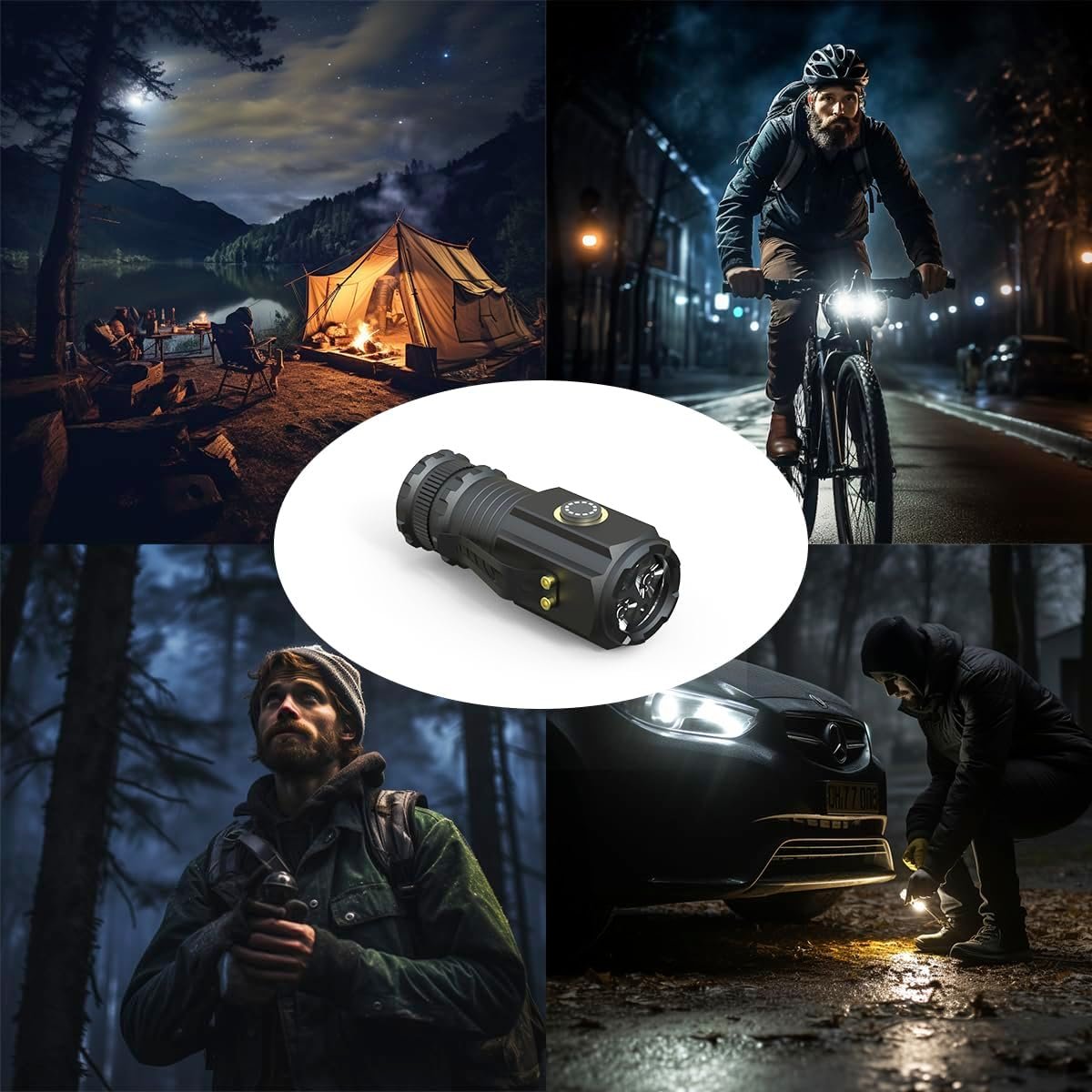 Mini LED Flashlight - Handheld, Aluminum, Rechargeable, 5 Lighting Modes, Waterproof, Tactical Design for Outdoor Activities and Emergencies