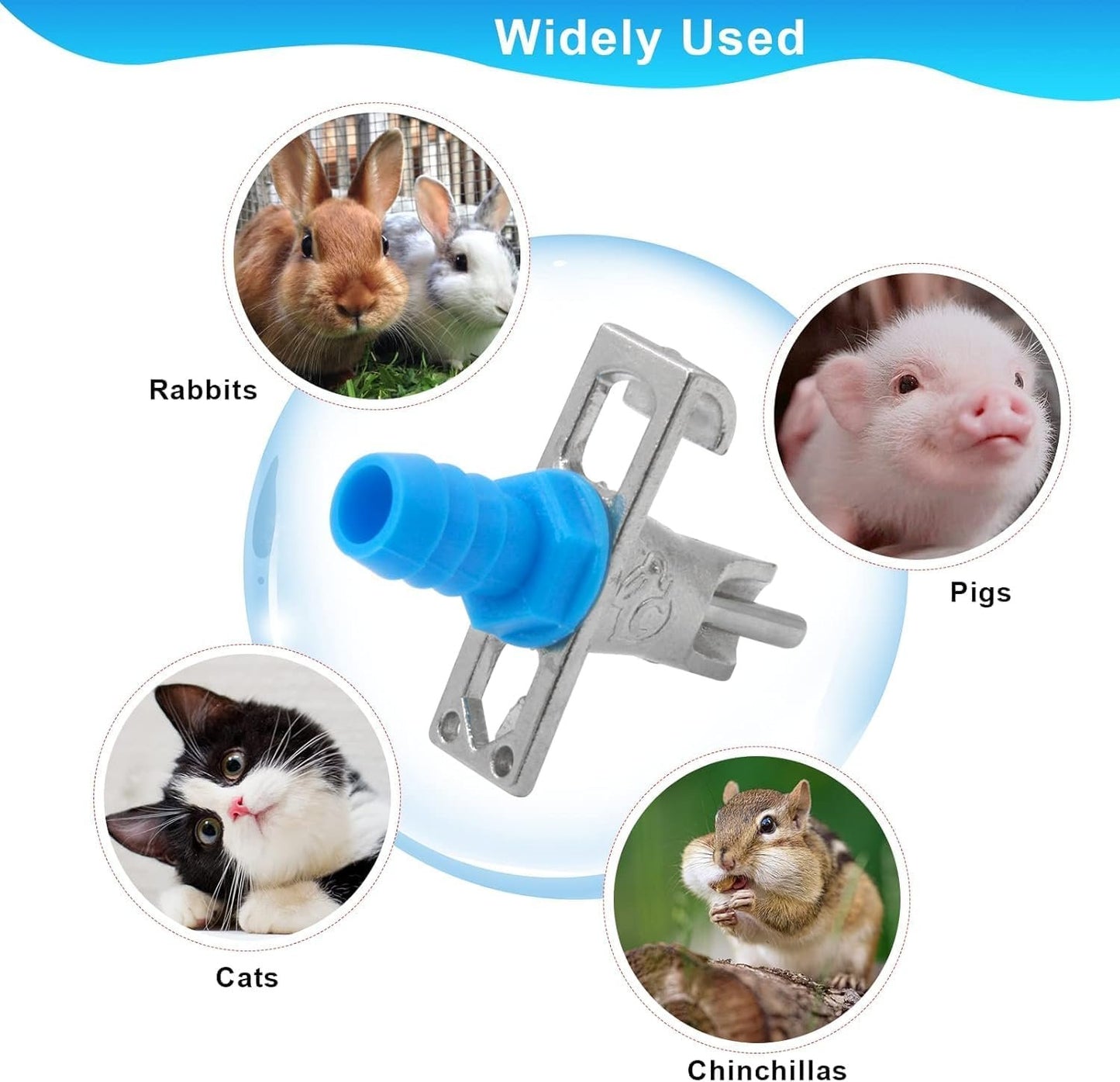 Zarique Automatic Rabbit Watering Kit Include 6 Nipple Drinker Feeders, ID 5/16" Hose, Barb Fittings to G1/2" Thread Connector,Rodent Poultry Watering System Bucket Connector,Animal Water Dispenser