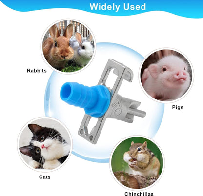Zarique Automatic Rabbit Watering Kit Include 6 Nipple Drinker Feeders, ID 5/16" Hose, Barb Fittings to G1/2" Thread Connector,Rodent Poultry Watering System Bucket Connector,Animal Water Dispenser