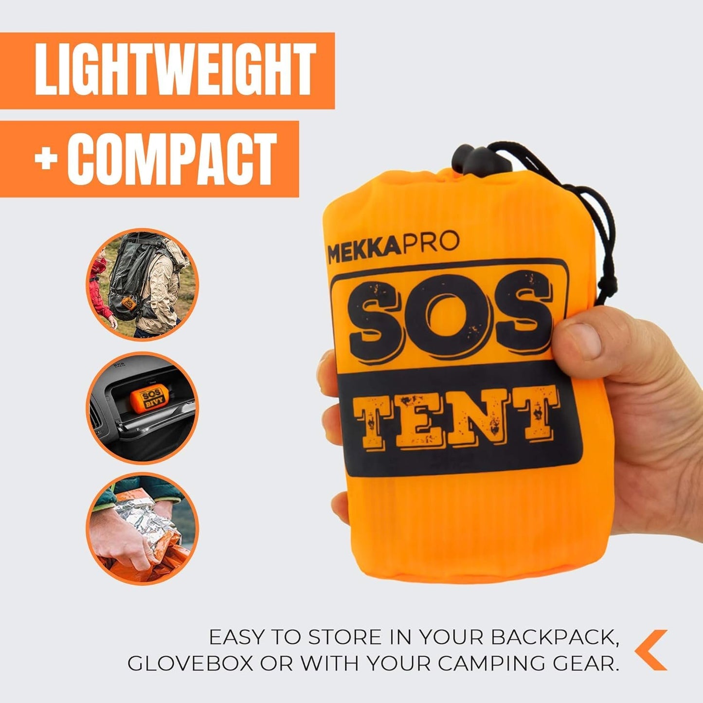 MEKKAPRO Emergency Tent Shelter - Survival Tent - 2 Person, Resistant and Ultra Lightweight Life Tent - Water and Windproof Tube for Camping, Hiking and Outdoor Activities