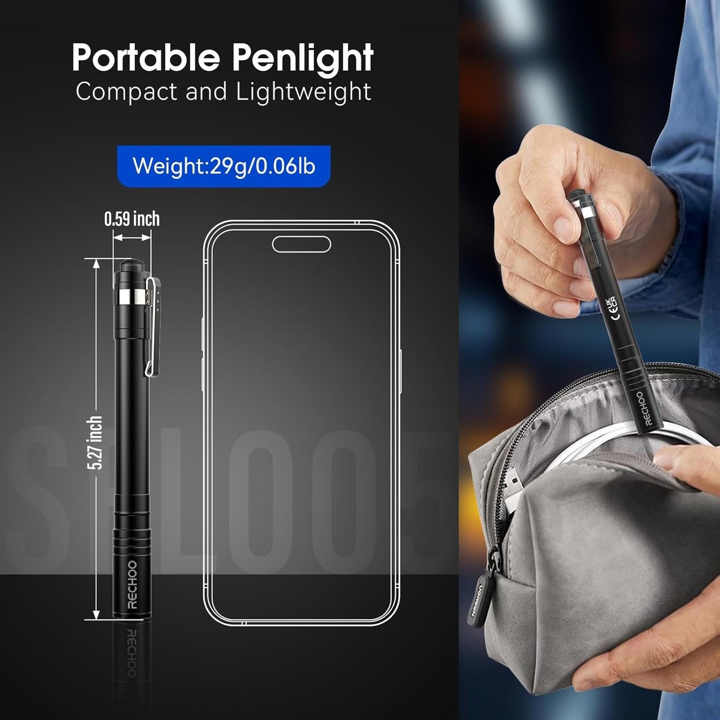 LETMY LED Pen Light 2 Pack, Lightweight, Small Bright Pen Flashlight with Clip, Waterproof Portable Pocket Flashlight for Home, Walking Emergency, Inspection