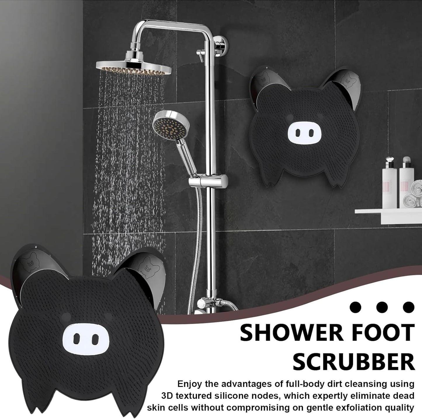 Shower Foot Scrubber, Suction Cup Exfoliator, Callus Remover Brush, Quick Drying Material, Non Slip Wall-Mounted Design, Excellent For Bathroom, Seniors, Pedicure Care Use