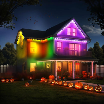 Permanent Outdoor Lights - 49ft Smart RGB Outdoor Lights, Strips Waterproof Outdoor IP68 Outside LED Eaves Lights with App Control,Music Sync Strip Lights for Eave, Roof, Party,Garde,Room Decor