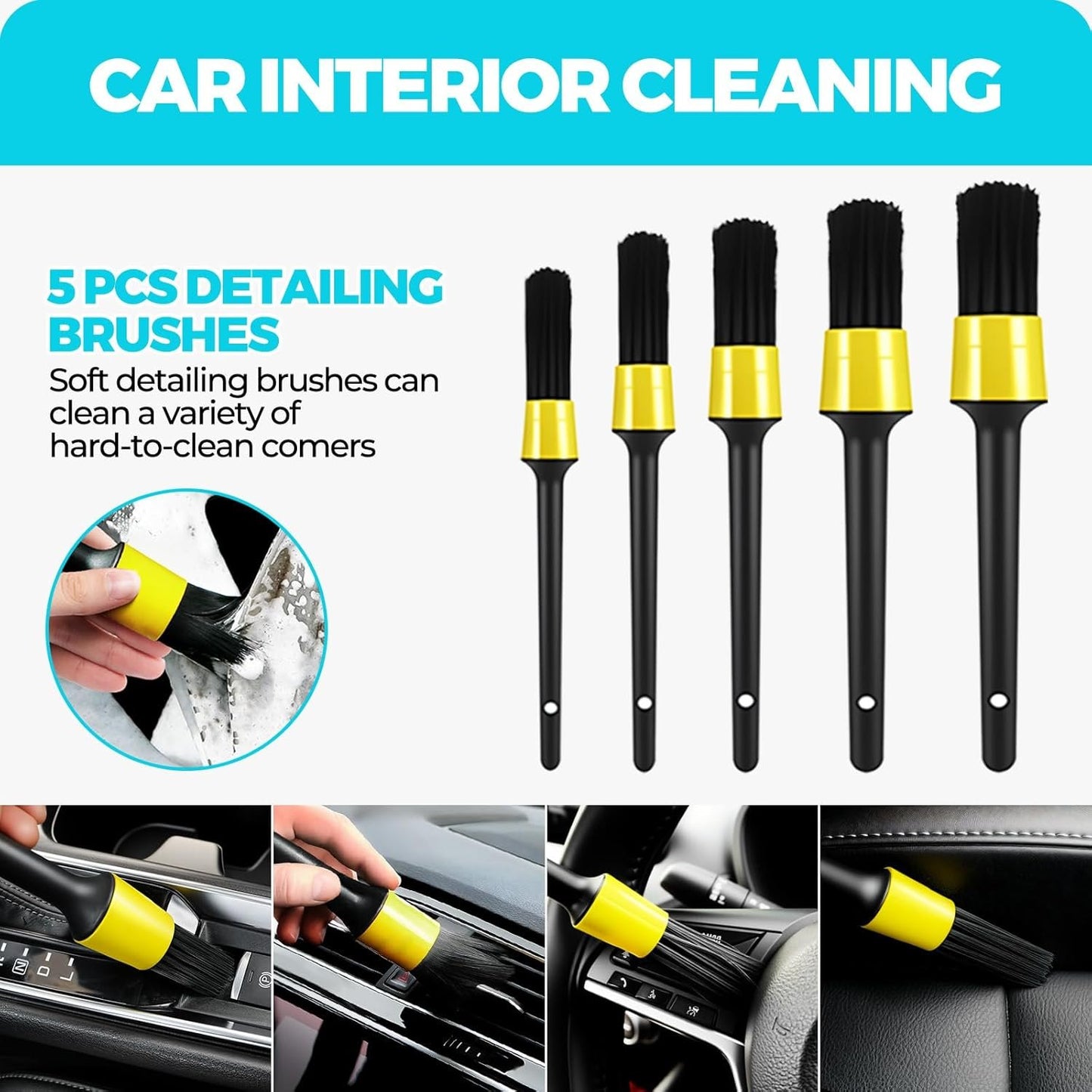 30Pcs Car Detailing Kit, Car Detailing Brush Set, Car Wash Cleaning Kit, Car Dusters Extendable Handle Cleaning Exterior, Car Cleaning Gel, Car Cleaning Tools Kit for Interior, Exterior, Wheels
