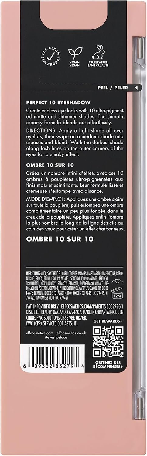e.l.f. Perfect 10 Eyeshadow Palette, Ten Ultra-pigmented Neutral Shades, Blendable Formula, Vegan & Cruelty-free, Need It Nude (Packaging May Vary)