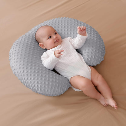 Pillowcase for Nursing Pillow and Positioner for Breastfeeding and Bottle Feeding, Propping Baby, Tummy Time, Baby Sitting Support, Awake-Time Support, Pillow Cover Only (Grey)