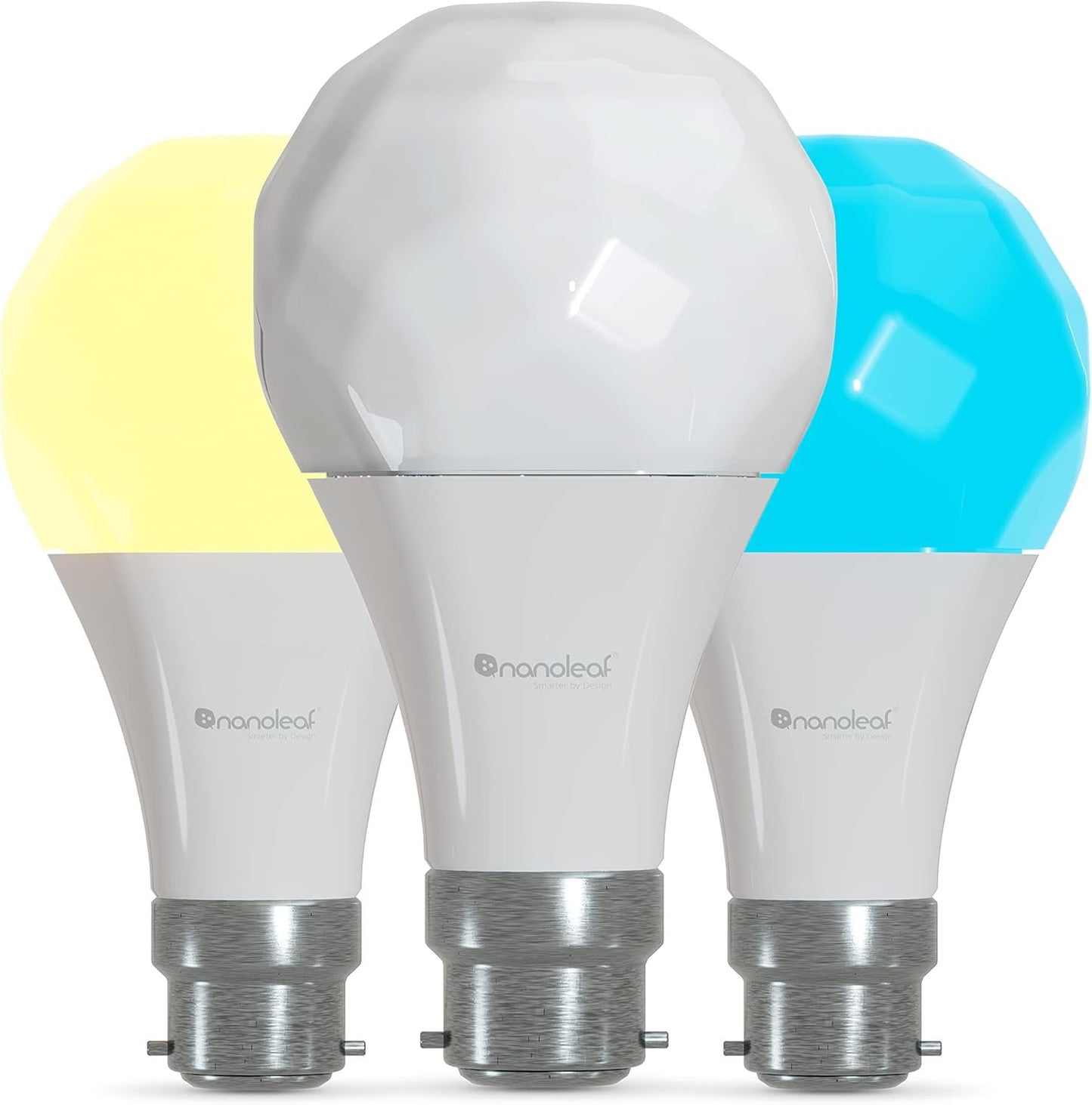 Nanoleaf Essentials B22 LED Bulbs, Pack of 3 RGBW Dimmable Smart Bulbs - Thread & Bluetooth Colour Changing Light Bulbs, Works with Google Assistant Apple Homekit, for Room Decor & Gaming