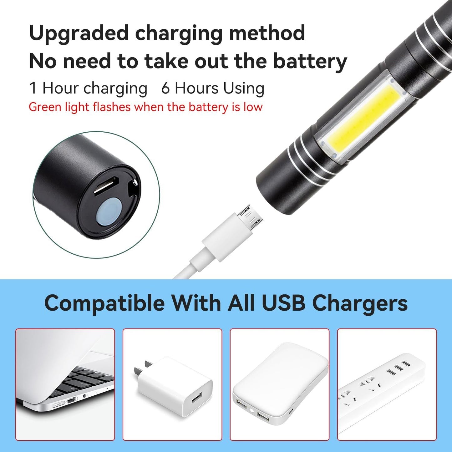 MIPREZT Rechargeable 2 in 1 Green Light & EDC Torch Flashlight Long Distance Range for TV/LED/LCD Screens Tactical Flashlights Presentation Office/Outdoors/Astronomic/Construction