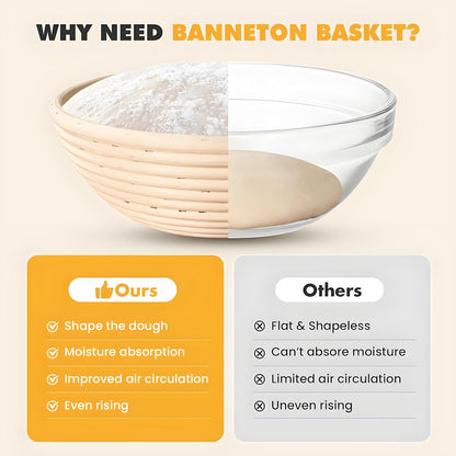 KOACKL Sourdough Bread Starter Kit, 9 Inch Round and 10 Inch Oval Banneton Proofing Bread Baskets, Sourdough Proofing Basket with Sourdough Tools, Perfect for Professional Bakers Home Enthusiasts