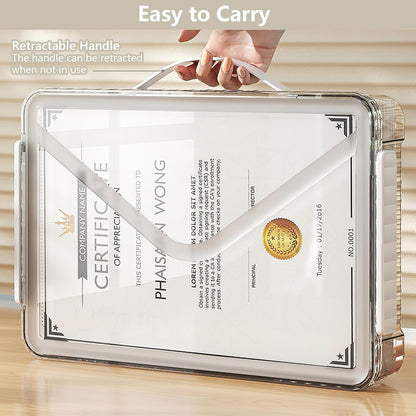 SAYEEC Plastic Storage Box Clear Stackable Storage Bins with Lids and Handle Large Capacity Storage Containers File Protector Case Organizer Portable Project Case for A4 Paper Photo Scrapbook Document