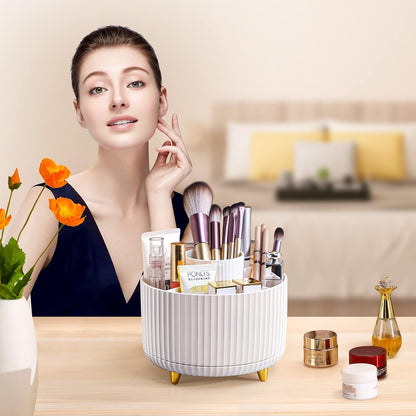 funest Makeup Brush Holder Organizer,360° Rotating Pencil Pen Holder Cup,Desk Accessories,5 Slot Make up Brushes Cup,for Storage Stand for Cosmetics Painting Pen Eyeliner or on The Vanity