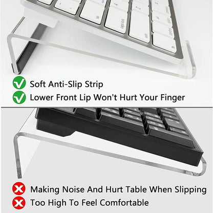 Tilted Keyboard Holder Clear Acrylic PC Keyboard Display Tray Tilted Keyboard Stand Game Esse-ntials Computer Accessories for Ergonomic Typing at PC Rooms Schools Office Desks and Homes