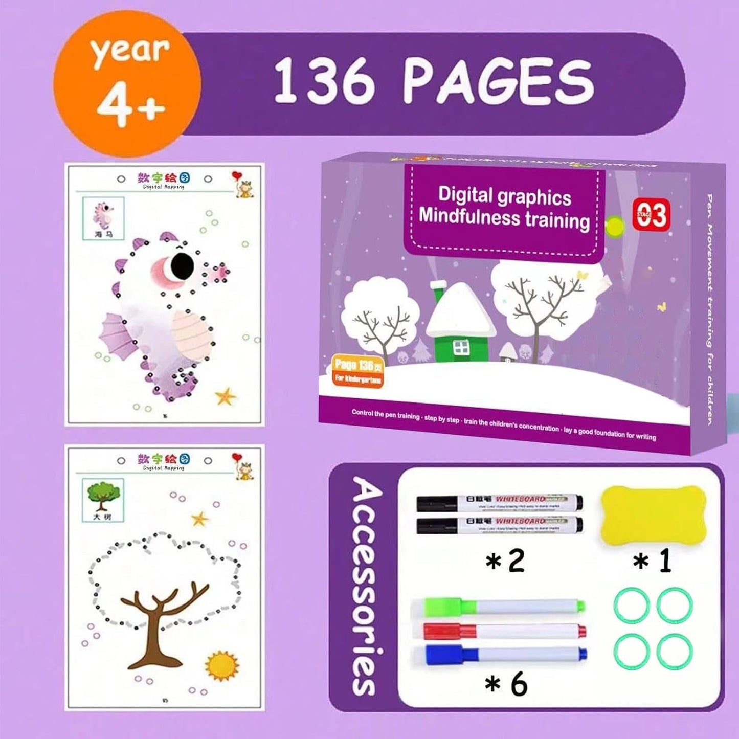 Kids Handwriting Practice Workbook, Toddler Reusable Handwriting Workbook, Educational Handwriting Workbook Learning Toy, Preschool Learning Letter Tracing Books