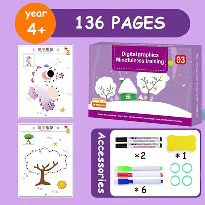 Kids Handwriting Practice Workbook, Toddler Reusable Handwriting Workbook, Educational Handwriting Workbook Learning Toy, Preschool Learning Letter Tracing Books