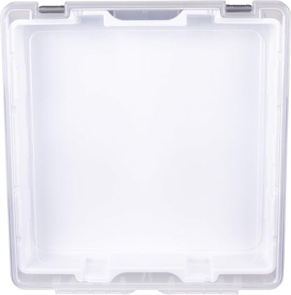 AB Designs 6899ABD Super Satchel Double Deep with Lift-Out Tray and Removable Dividers, Stackable Home Storage Organization Container, Clear with Sliver Latches and Handle