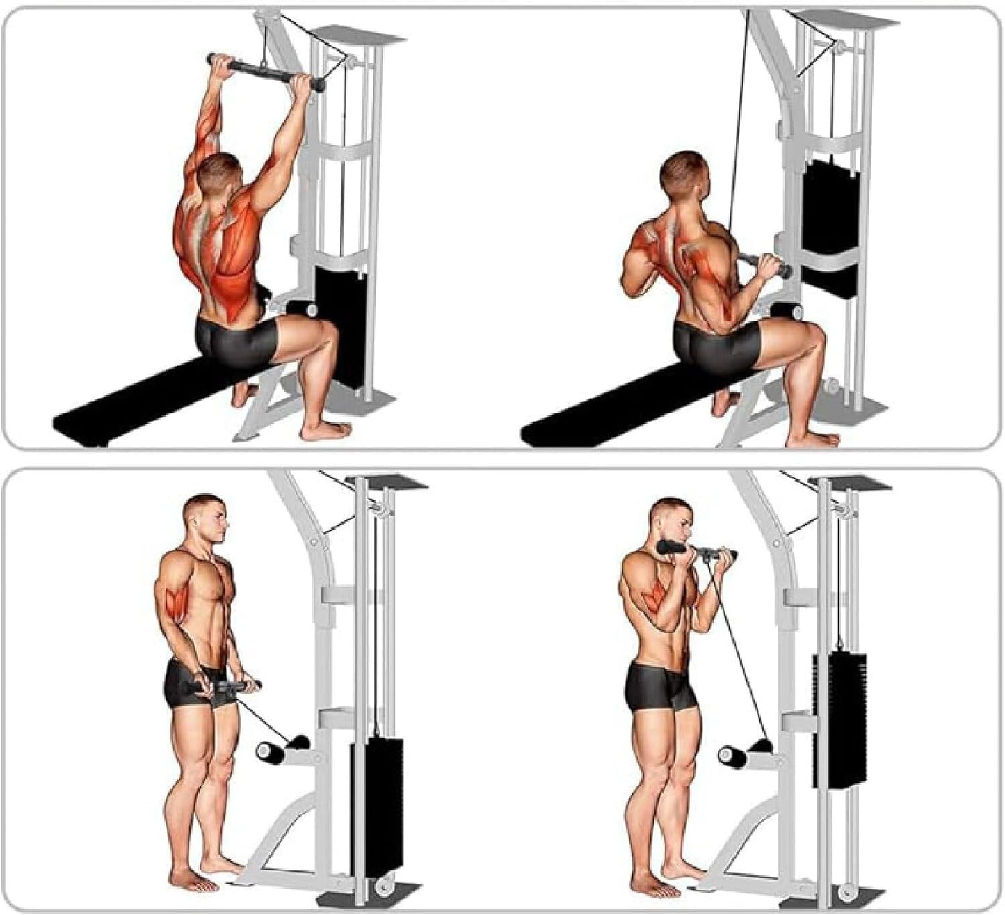 Hysgscwd Pulldown Straight Bar, LAT Pull Down Straight Rotating Bar with Rubber Grips, Tricep Press Down Cable Machine Attachment for Pulley Cable Machine Rowing Machine for Home Gym Strength Exercise