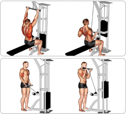 Hysgscwd Pulldown Straight Bar, LAT Pull Down Straight Rotating Bar with Rubber Grips, Tricep Press Down Cable Machine Attachment for Pulley Cable Machine Rowing Machine for Home Gym Strength Exercise
