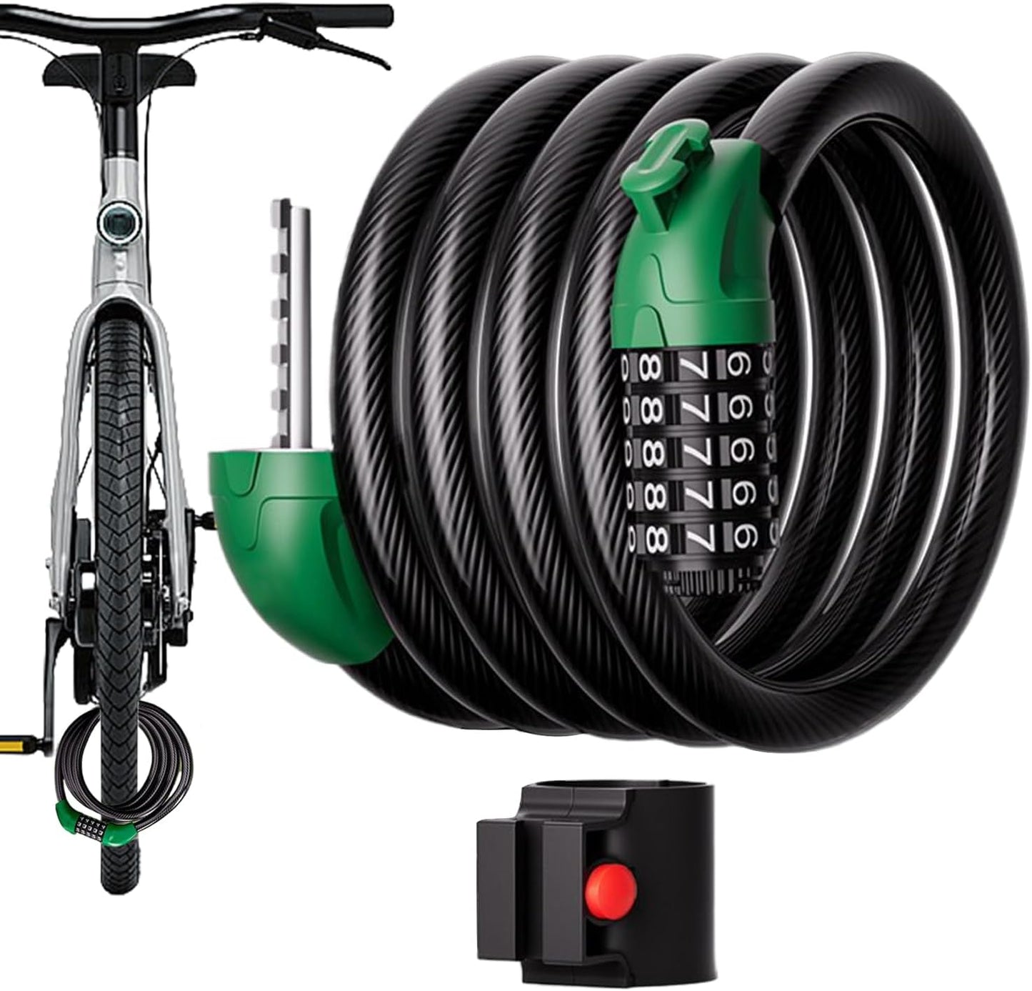 Combination Bike Lock, Security Chain Lock, Digit Code Anti Theft Gear for Motorcycle,47 Inches, Scooter, Door, Gate, Stroller, Outdoor Travel Safety, Long Lasting
