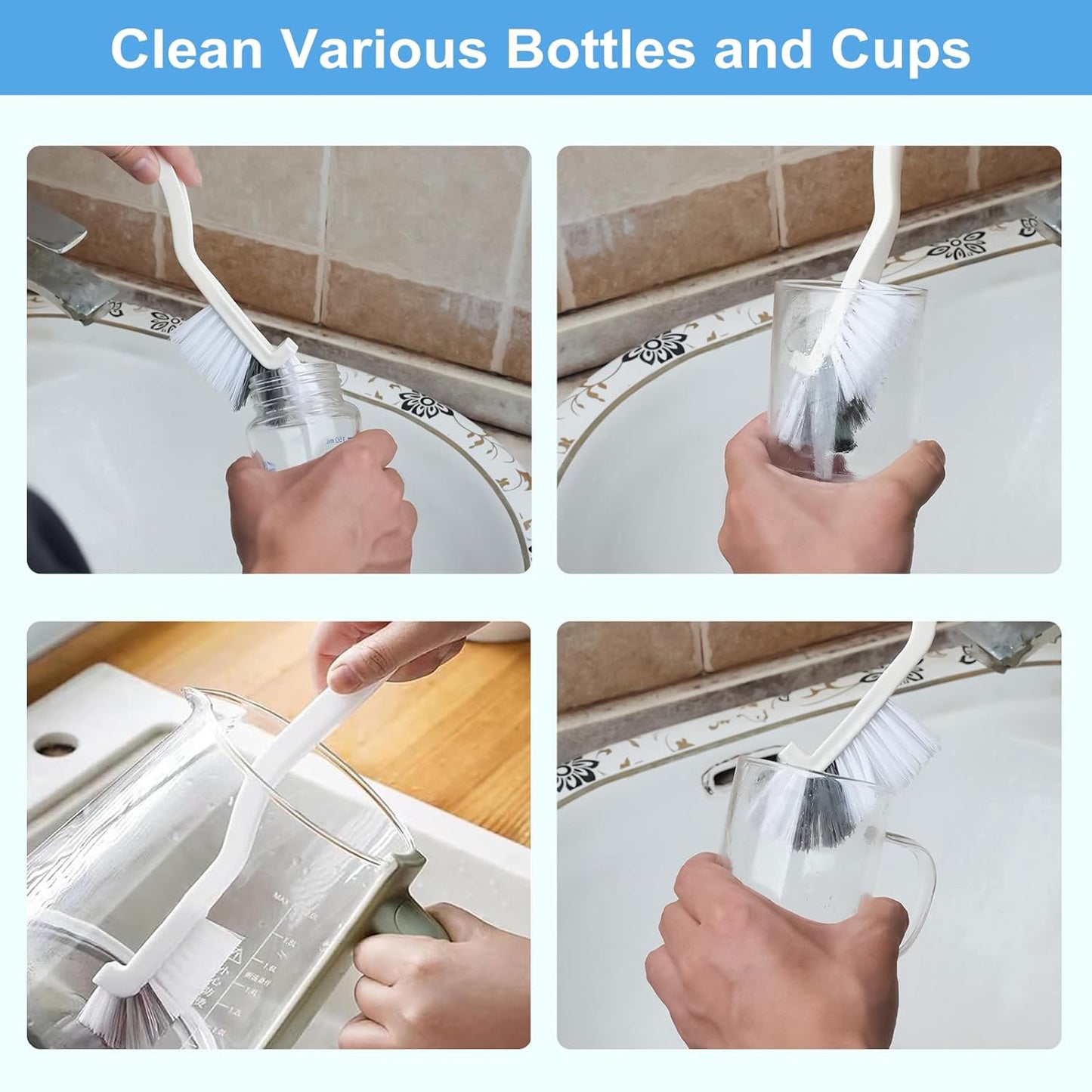 Dfacio 11Pcs Crevice Cleaning Brush Set,Hard Bristle Cleaning Supplies for Corner, Sink, Cup, Teapot, Bottle, Blender