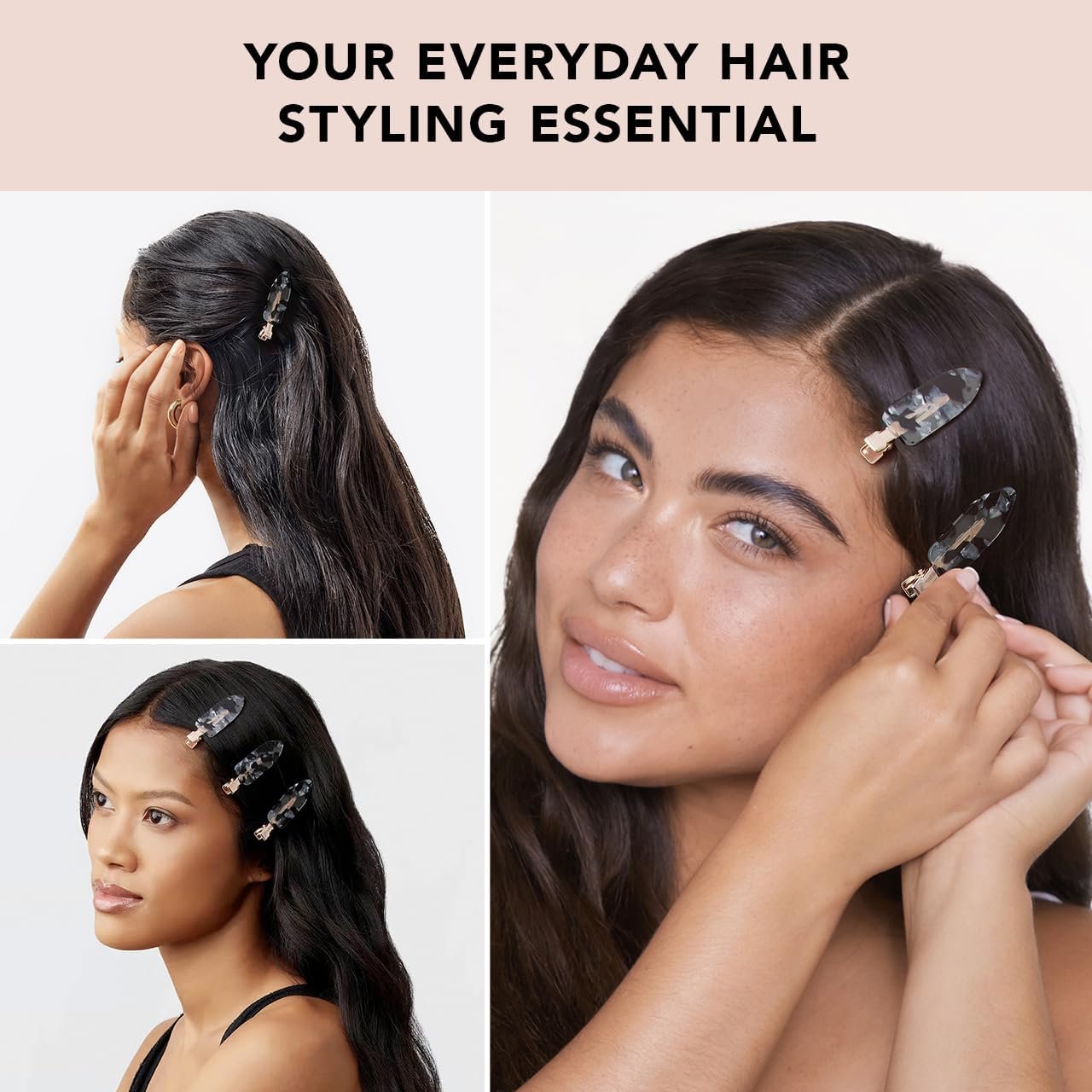 Kitsch Creaseless Hair Pins, No Crease Clips for Makeup and Styling, Stylish Pin Curl Clips, 4pc Set