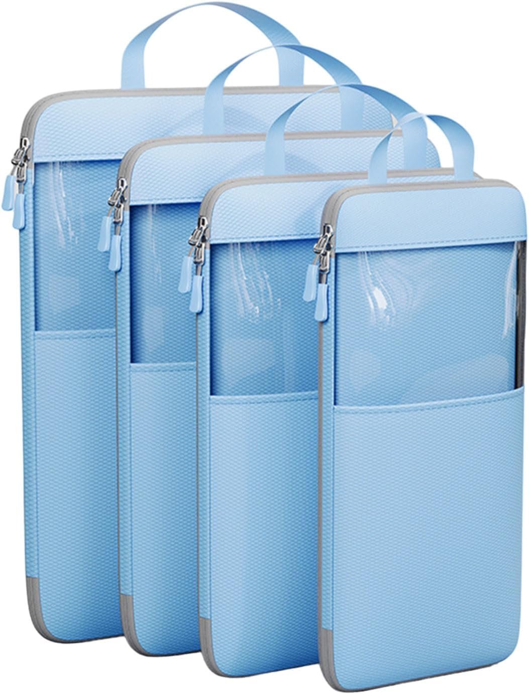 ZHENZQ Set of 4 Efficient Luggage Organization Bags Functional Organized Packing Container Expandable Compression Cubes Bags
