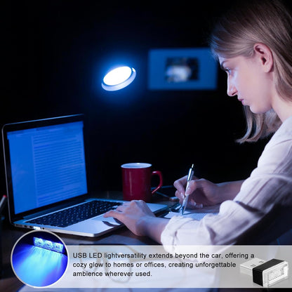 Bestmoy 4 PCS USB LED Light, Automotive Interior Atmosphere Lamp, Car Mini USB Night Lights Decorative Light, Cool Car Interior Accessories Light for USB Interface(Blue) (Blue Light)