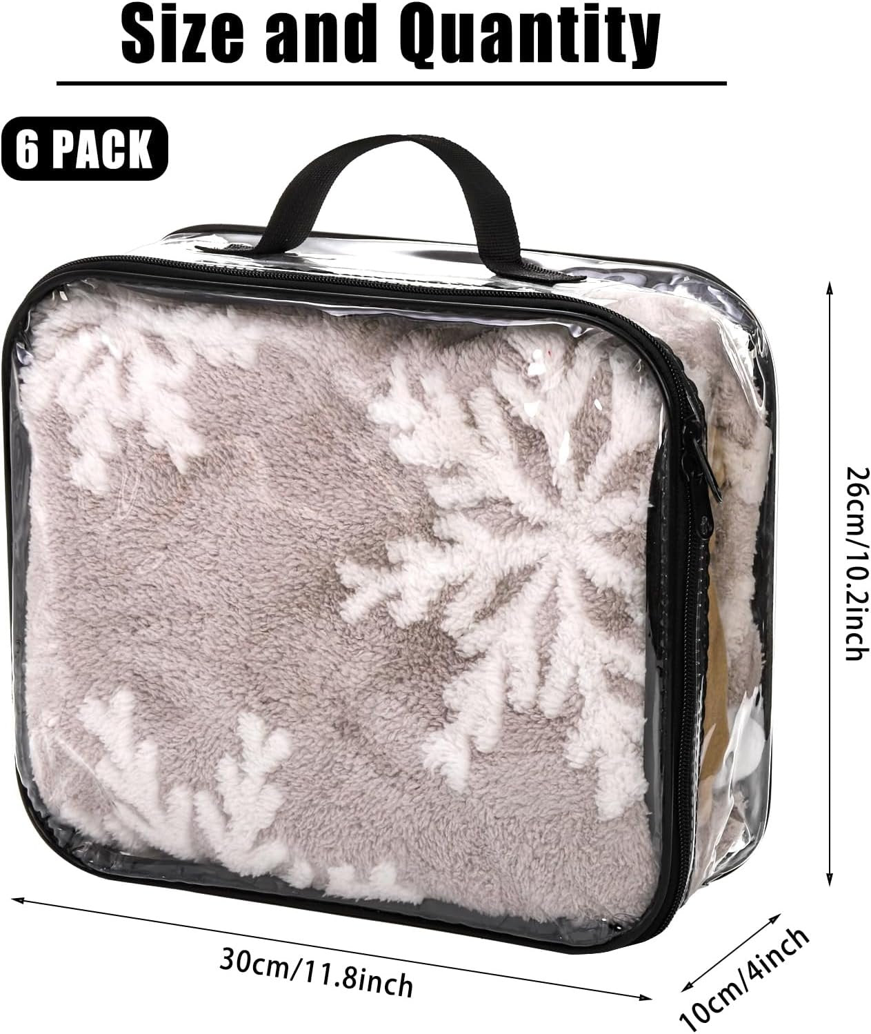 Fasmov 6 Pack Large Clear Travel Packing Cube, See-Through PVC Organizer, Vinyl Zippered Storage Bags Multipurpose Pouch with Handle for Suitcase Pants, Cashmere, Sweaters Shirts Dress Storage