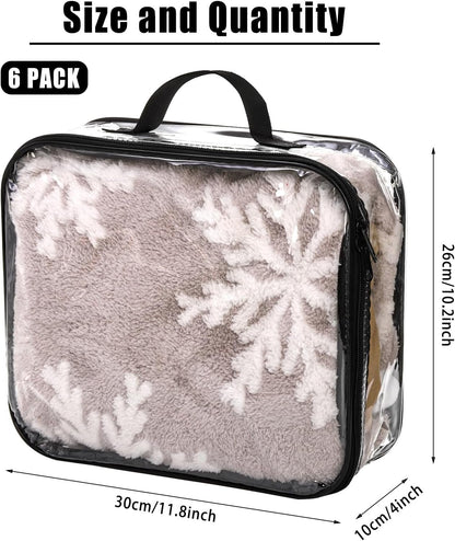 Fasmov 6 Pack Large Clear Travel Packing Cube, See-Through PVC Organizer, Vinyl Zippered Storage Bags Multipurpose Pouch with Handle for Suitcase Pants, Cashmere, Sweaters Shirts Dress Storage