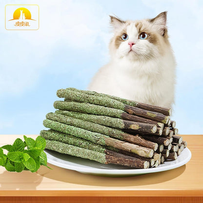 Cat Grass Chew Stick - Catnip Chew Stick, Organic Cat Tooth Cleaning Toy, Natural Cat Oral Care | Remover, Breath Freshener, Stress Reducing Chews for Hairball Removal