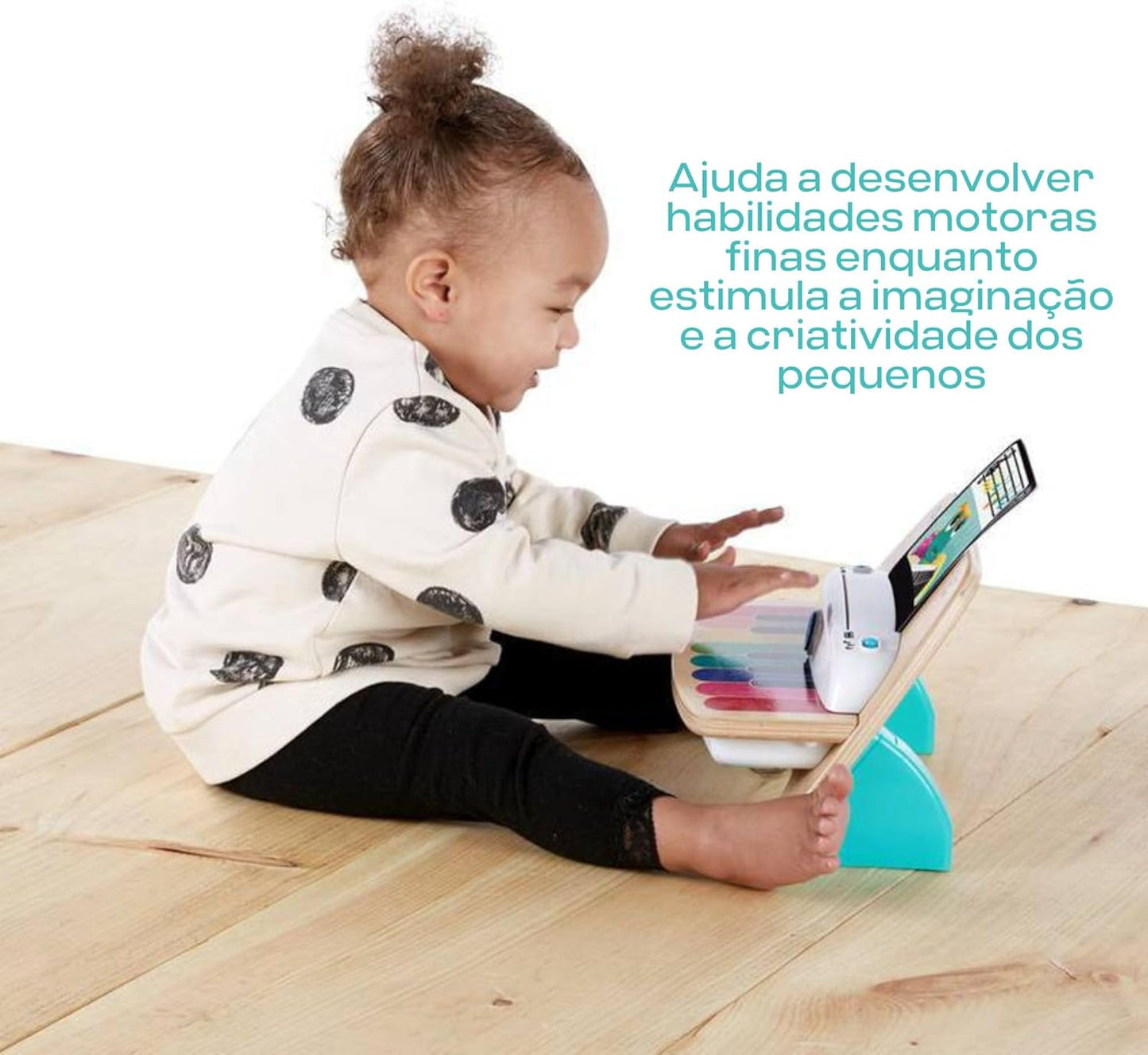 Baby Einstein Hape Magic Touch Piano Wooden Musical Toy Instruments for Toddlers, 2 Play Modes, 6 Songs, Volume Control, Age 6 Months +