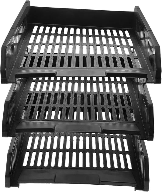 GETAJGHSD Desk Paper Tray Organizer Mesh File Sorter for Office Home Black Letter Holder for Efficient and Workspace Organization