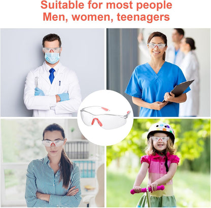 Clear Safety Glasses Eye Protection, Safety Glasses for Men & Women, Clear Eye Protection Glasses Protective Glasses, Eye Protection Goggles with Nose and Ear Grips for Work(12Pcs)