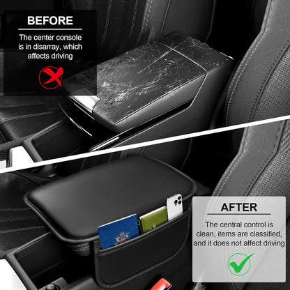 Car Center Console Cover, PU Leather Armrest Pad Cover, Universal Car Arm Rest Seat Storage Box Mat Waterproof Non Slip Interior Accessories