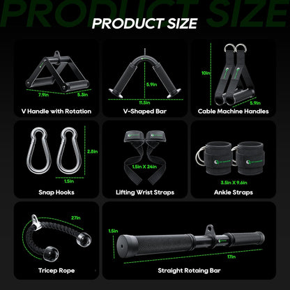 QPARVERS Cable Machine Attachment LAT Pulldown Attachments Cable Machine Accessories for Home Gym