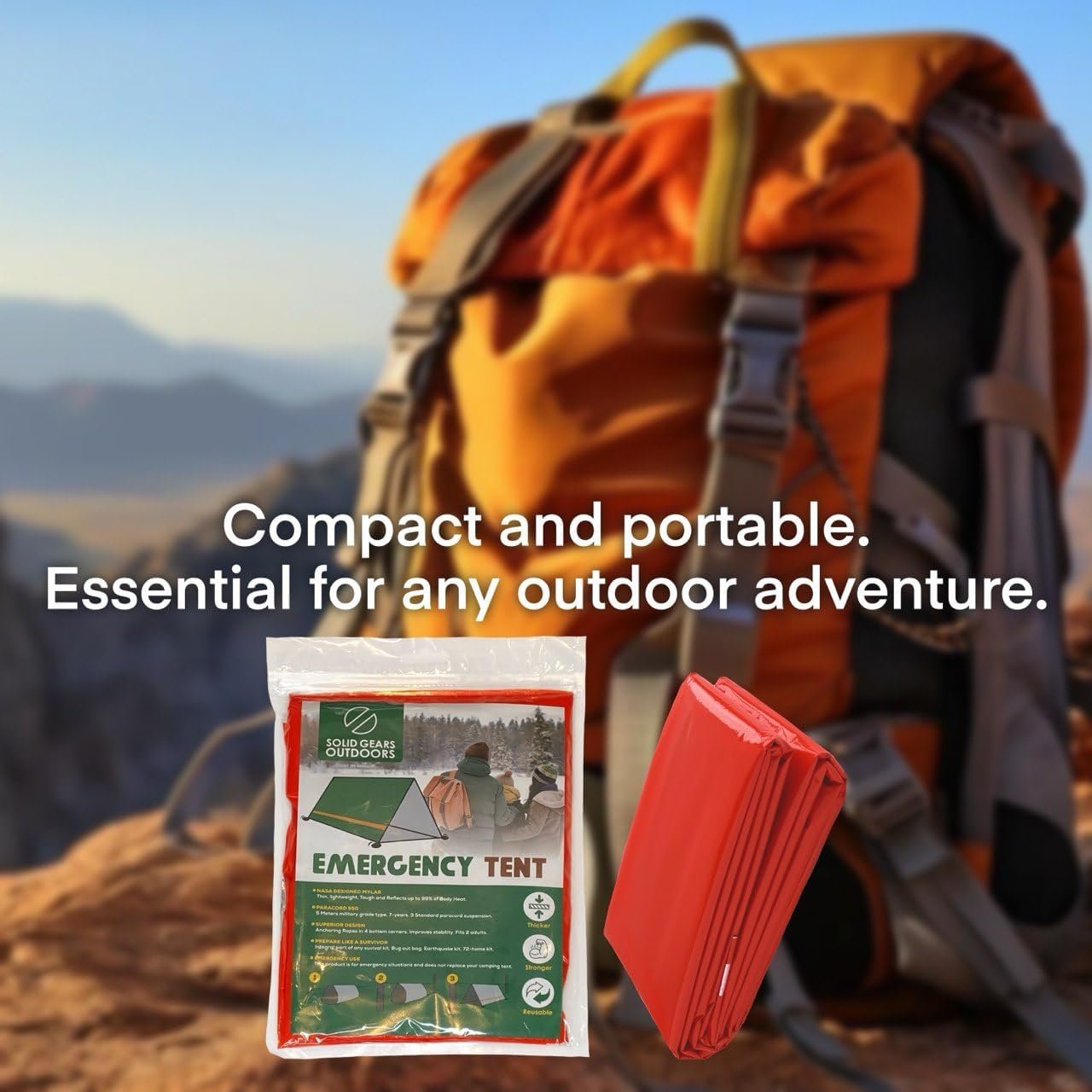 Soild Gears Outdoors Tent Emergency Survival Shelter – 1 Person Emergency Tent – Use As Survival Tent, Emergency Shelter, Tube Tent, Survival Tarp