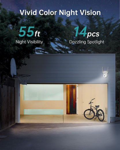 ZUMIMALL 5MP 5G Security Camera Outdoor Wired, 24/7 Recording Security Camera, WiFi Cameras for Home Security Outdoor, Plug-in Power, 360° Auto Tracking,Noise Detect,Cloud, Compatible with Alexa, IP66