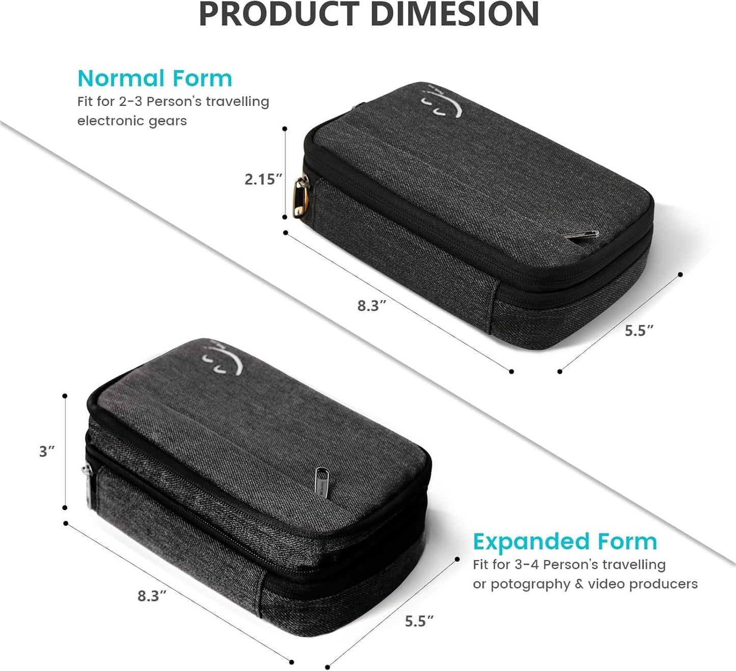 Pafunepu Cable Organizer Travel Case, Electronics Organizer, Black