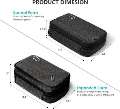 Pafunepu Cable Organizer Travel Case, Electronics Organizer, Black