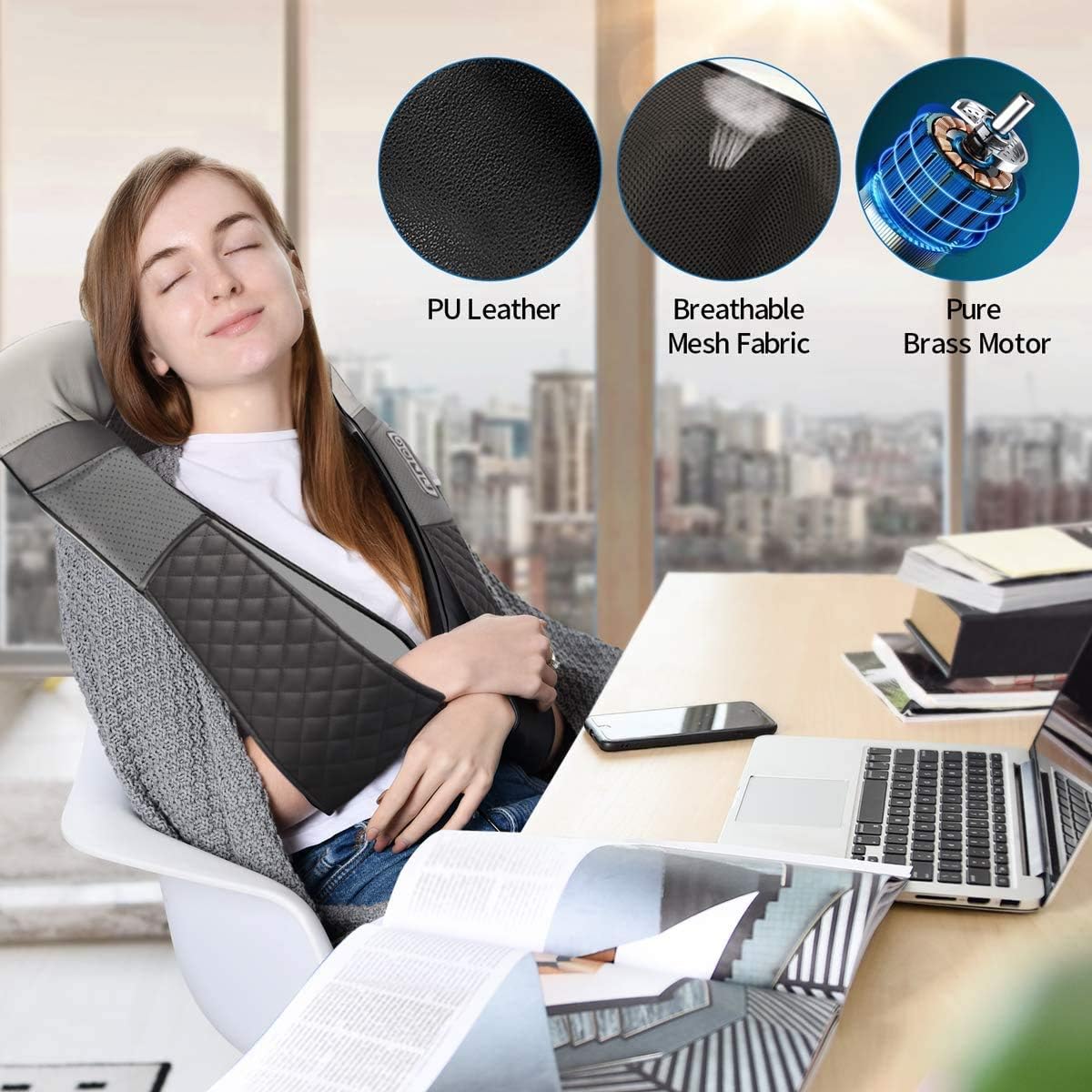 Renpho Neck Back Massager with Heat, Shoulder Massager with Electric Deep Tissue Kneading Massage, Pain Relief on Waist, Leg, Calf, Foot, Arm, Full Body, Muscles, Use at Home,Office