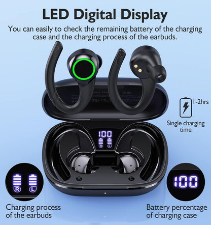 FITECRO Wireless Earbuds Bluetooth V5.3 Earbuds Built-in 4 Mic Bluetooth Headphones in-Ear Stereo Wireless Earphones 64H Total Playtime with Charging Case Waterproof Headset Ear Buds for Sport Running