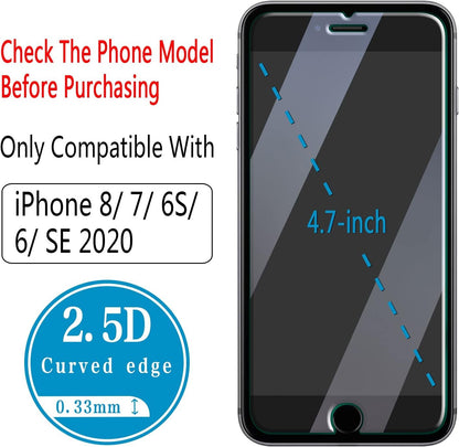 [2 Pack] HPTech Screen Protector for iPhone SE 2020, iPhone 8, iPhone 7, iPhone 6s and iPhone 6 (Japan) Tempered Glass, Case Friendly, Anti-Scratch, 4.7 inch