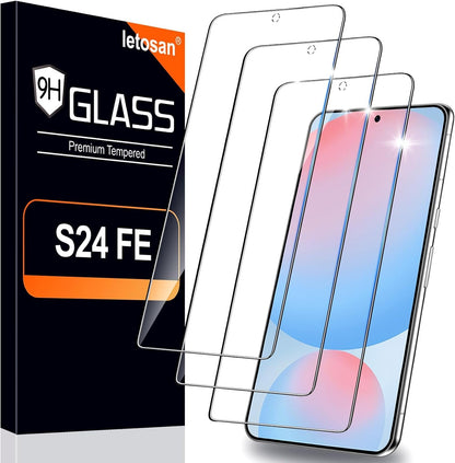 3 Pack Tempered Glass Screen Protector for Samsung Galaxy S24 FE 5G, Ultrasonic Fingerprint Unlock, HD Clear Case Friendly Scratch Resistant for Samsung Galaxy S24 FE Screen Protector