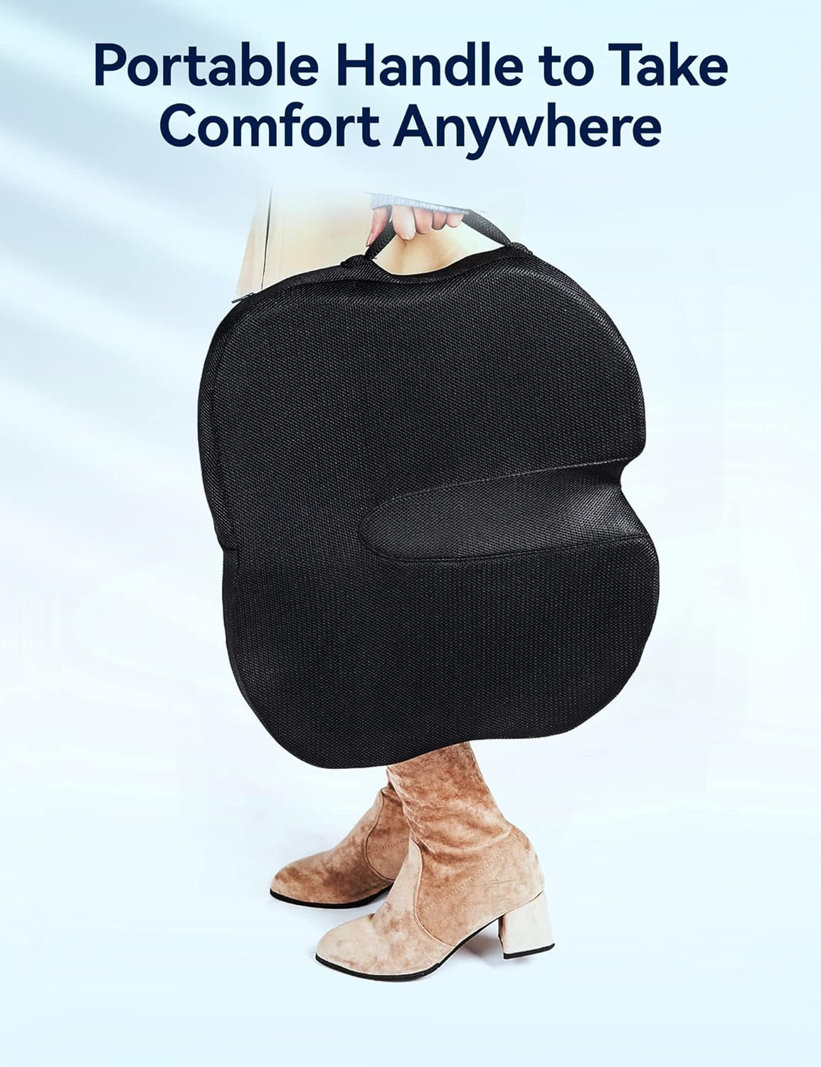 TRAVEL EASE Gel Memory Foam Seat Cushion, Butterfly-Shape Seat Cushion for Long Hours Sitting Comfort, Butt Support Pillow for Office Chair, Car Seat, Dining Chair (Ink Black)