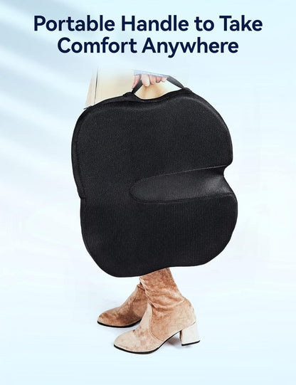 TRAVEL EASE Gel Memory Foam Seat Cushion, Butterfly-Shape Seat Cushion for Long Hours Sitting Comfort, Butt Support Pillow for Office Chair, Car Seat, Dining Chair (Ink Black)