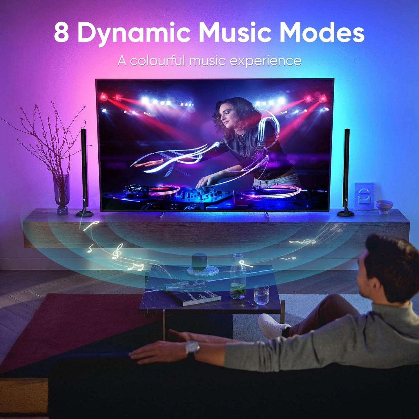 sailsco Smart LED Lightbar, TV Backlight, Gaming Lamp Works RGBIC Ambient Smart Sync with Music and APP Control for Games, Deco, PC, TV, Interior Decoration, USB Interface