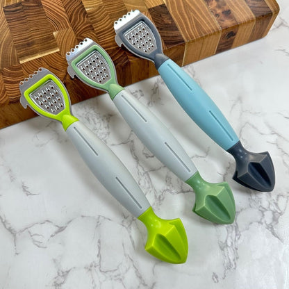 Sbuccia grattugia 3 in 1 in acciaio inox, per sbucciare limone, utensile da cucina per cocktail, lime e arance, gadget da cucina (grigio)