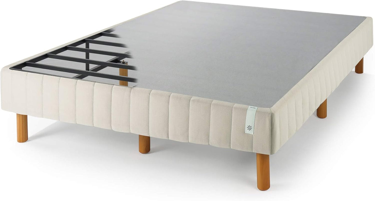 Zinus Justina Double Ensemble Bed Base Frame | Good Design Award Winner | Quick Snap Standing Platform Bed Strong Metal Frame - Beige