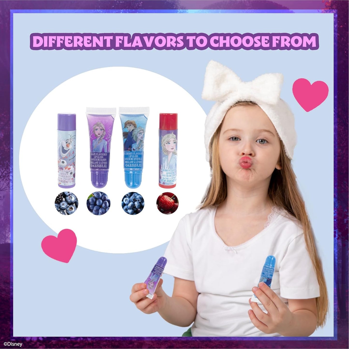 Disney Frozen Townley Girl Makeup Set for Girls with Clips, Lip Gloss, Nail Stickers, Lip Balm, Nail Gems and Mirror for Sleepover and Makeover