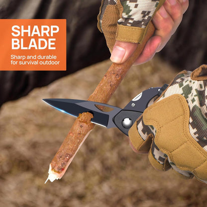 Multitool Carabiner with Pocket Knife, Gift for Men Him Dad Husband, 6-in-1 Multitool with EDC Carabiner,Bottle Opener,Window Breaker & Screwdriver,Cool Gadgets for Outdoor,Gardening (Black)